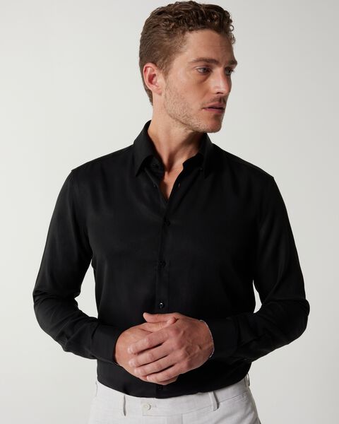 Black Spanish Tencel Long Sleeve Shirt